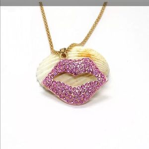 Crystal Pink Lips 👄 Necklace